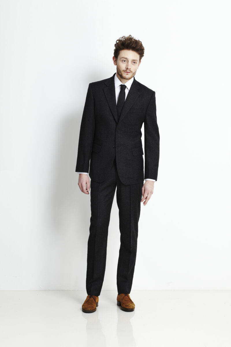 Charcoal Merino Wool Flannel